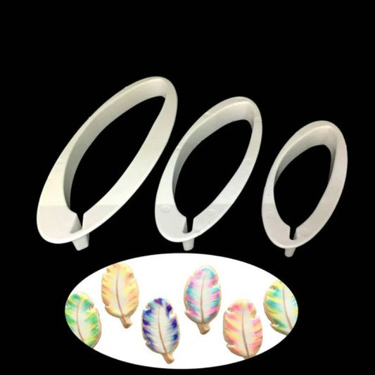 Feather cutter, Cookie cutter, Fondant Cutter set of 3