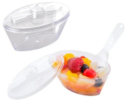 Oval Moouse cups with Lid and Spoon ,Desert Cups,Pudding Cups (12pcs/pkt)