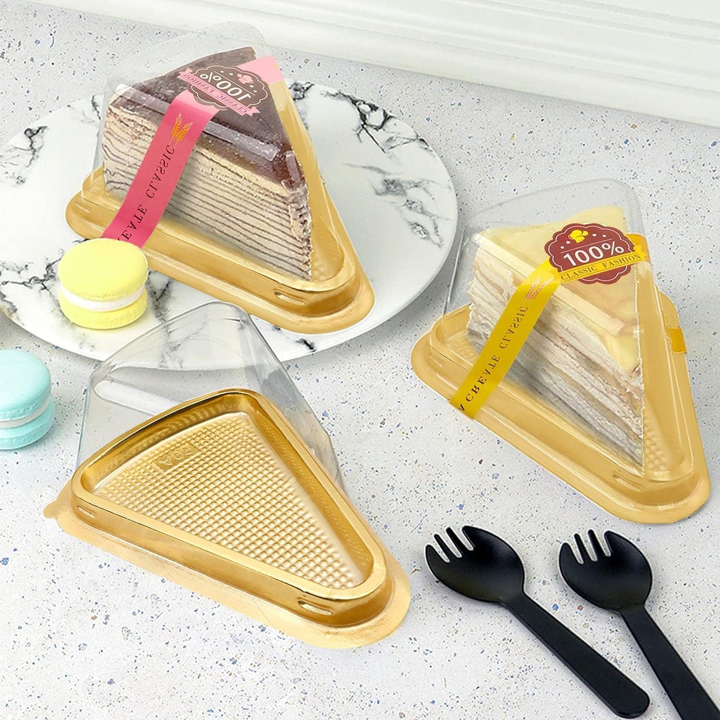 Pastry container Triangle Golden , Cheese Cake Container (50pcs/pkt) - A03